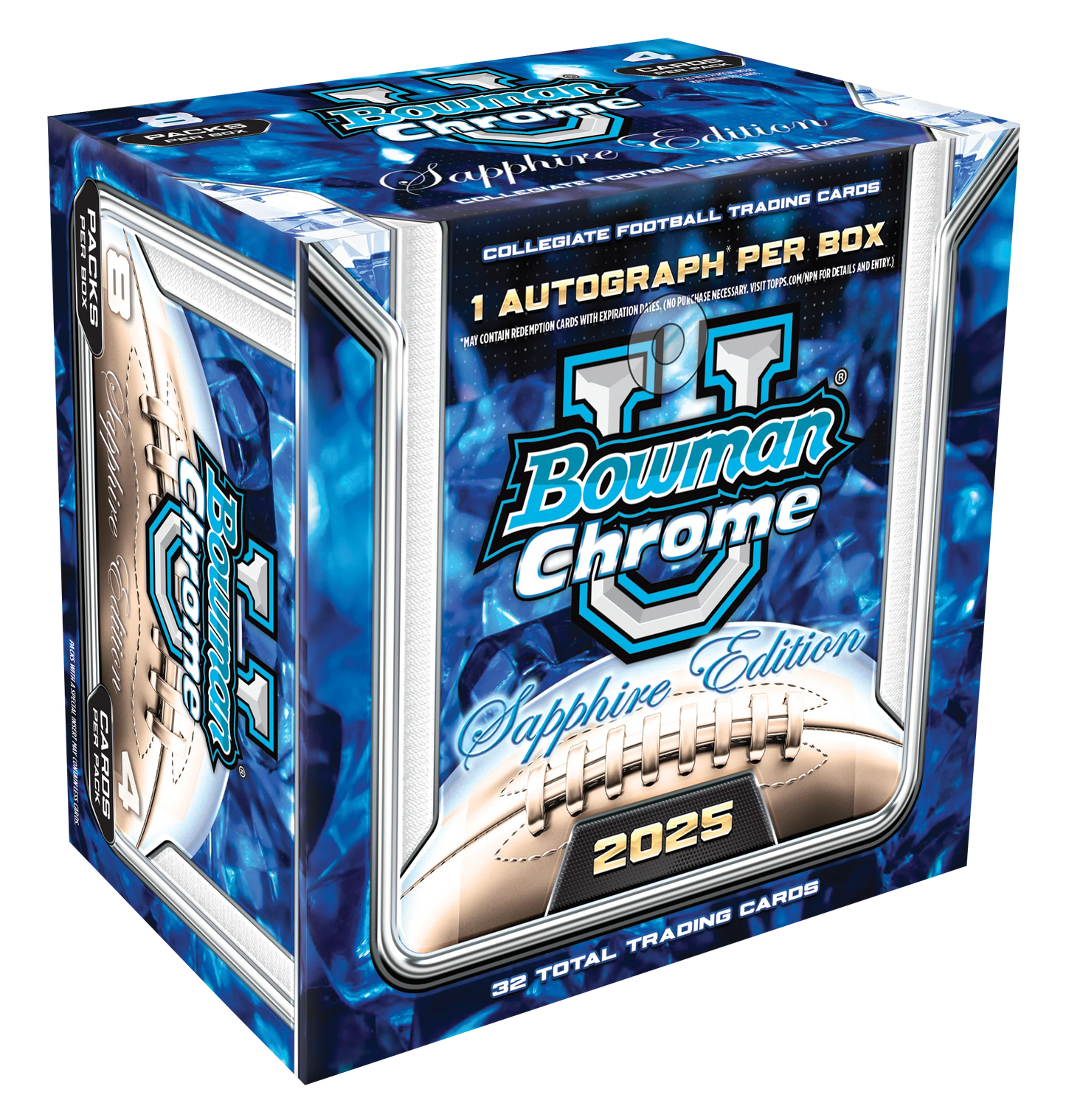 2025 Bowman Chrome University Football Sapphire Edition 10 Box Case